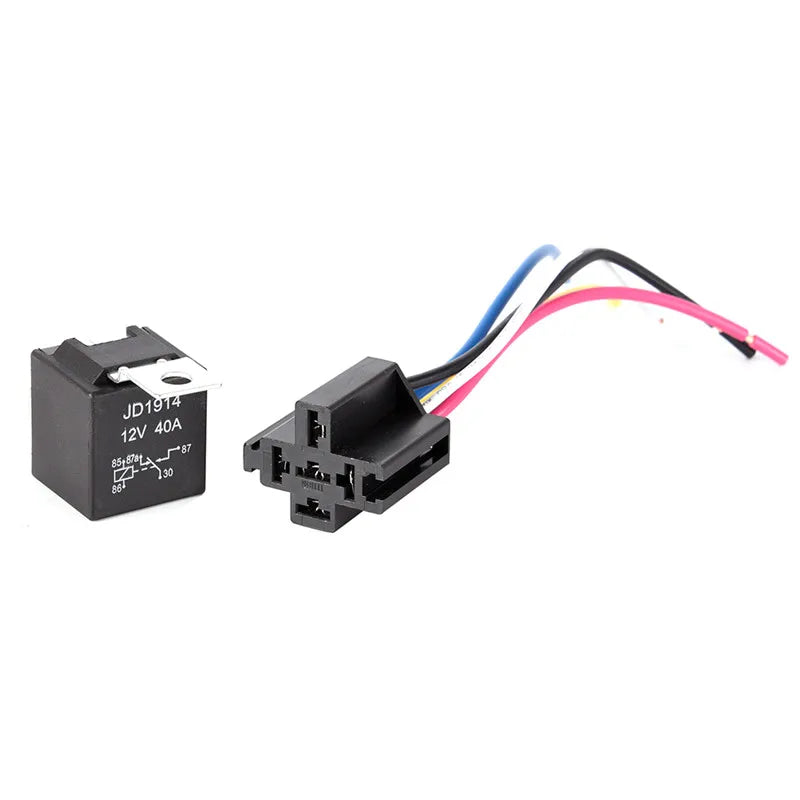 Waterproof Automotive Relay 12v 5pin 40a Car With Black Red Copper Terminal Auto Socket 1pc