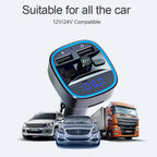 Car Adapter Bluetooth 5.0 Dual USB Port Safe Charging Hands-free Calling Fast Charging FM Transmitter Car Accessories