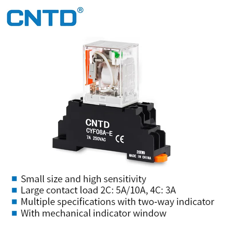 2Pcs CNTD CKE-2CS Miniature Relay 8-Pin DPDT 5A 250VAC 30VDC Plug-in Silver Alloy 14 Coil Voltages DC/AC CCC CE RoHS