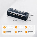 Screw Terminal Block TB Series Dual Row Barrier Strip 3/4/5/6/8/10/12P 15A 25A 45A 600V Panel Mount Electrical Wire Connector