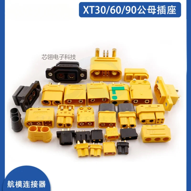 Amass XT30 XT60 XT90M/F Connector High Current Male/Female Lithium Battery Charging Gold Plated Plug