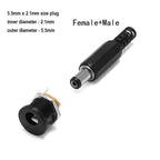 1-10Pcs 5.5 x 2.1mm 12V DC Power Male Plugs Connector Female Jack Screw Nut Panel Mount Adapter For DIY Projects Connector