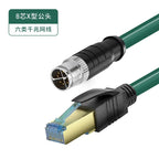 Waterproof M12 8Pin X Code to RJ45 Connector Cable 4Pin A/D-Type CAT6 Ethernet Wire Industrial Camera Shielded Twisted Pair Line