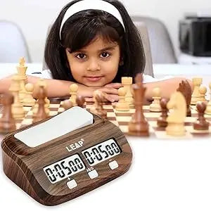 LEAP Chess Clock Digital Chess Timer with Count up / Countdown Timer for Board Games Timer with Alarm Function Wood Appearance