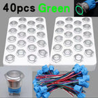 40pcs 22mm Push Button Switch Latching Momentary Metal PC Power LED Light On Off with Wire Waterproof 12v 3v 5v 6v 24v 220v Red