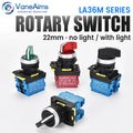 22mm LA36M Rotary Switch with LED Light 12V 24V 220V Knob Selector 2 position 3 Position Start Stop Switch On Off VaneAims