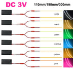 3V 110mm 190mm 300mm LED COB Filament Flexible Battery Lamp White Green Ice Blue Pink Retro Edison Bulb Parts LED Diode Decor
