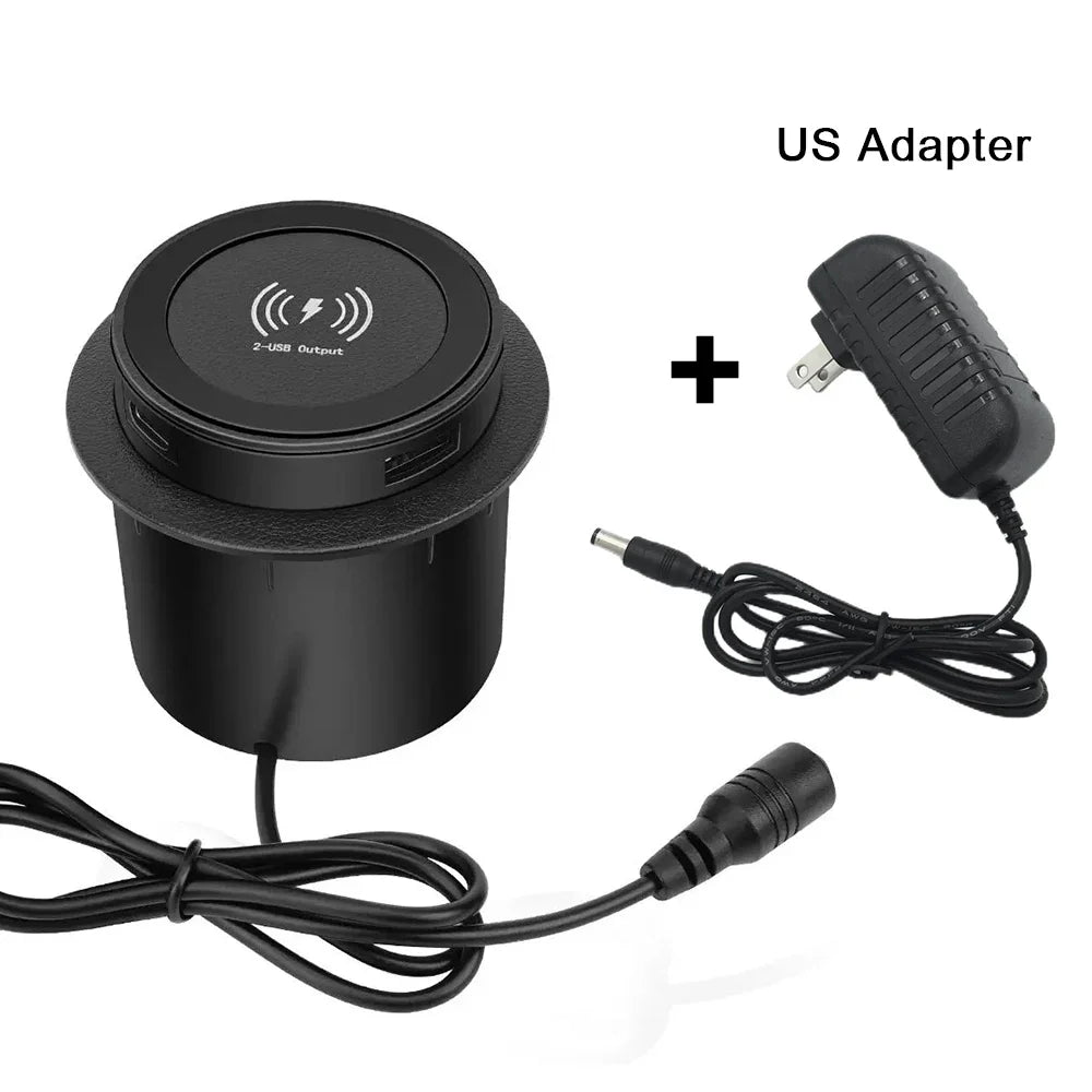 QI 3 in 1 Wireless Charger Built in Type-C USB Ports Desktop Embedded Charging Station for iPhone 13 Xiaomi Airpods Mobile Phone