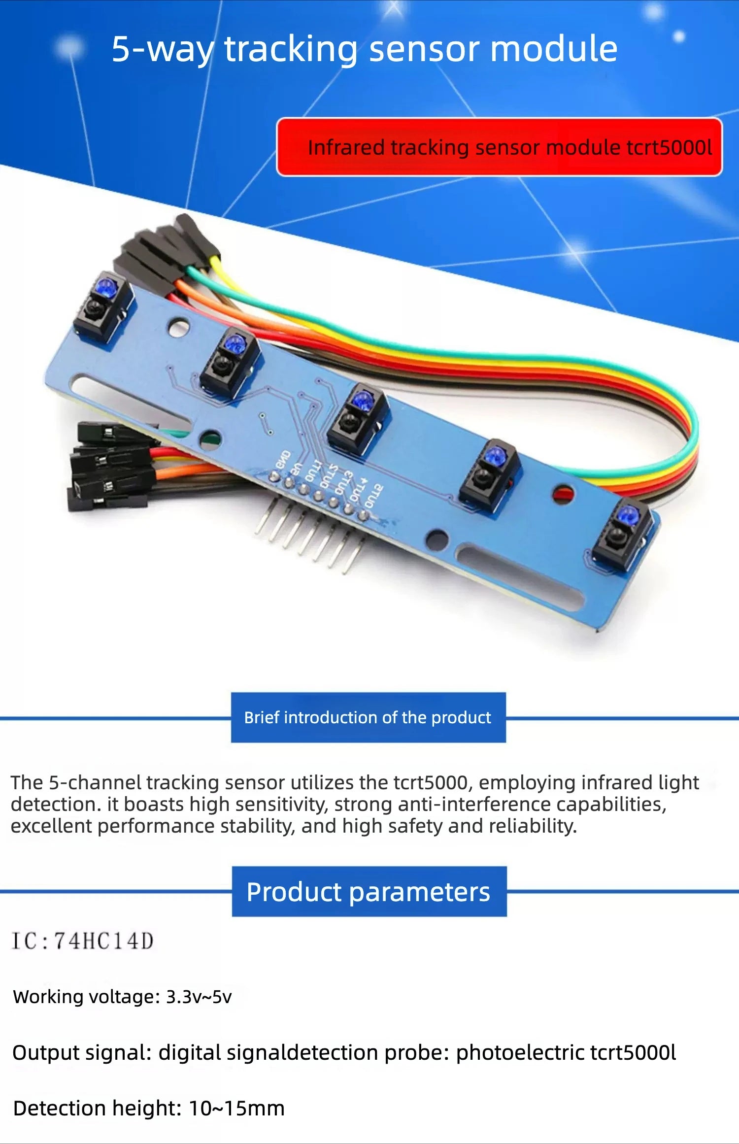 2pcs 5 Channel Line Tracking Sensor Module TCRT5000 Infrared Black White Line Follower for Arduino Smart Car