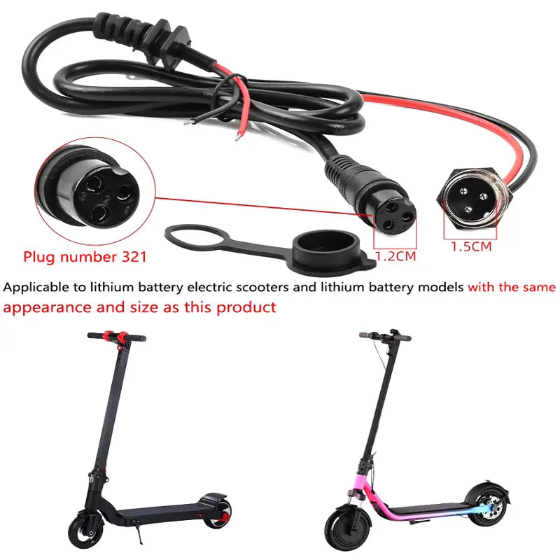 GX16 3Pin Plug for Lithium Battery Electric Scooters Aviation Charging Port 3 Pin Charger Output Cable 220V Waterproof Dust-pro