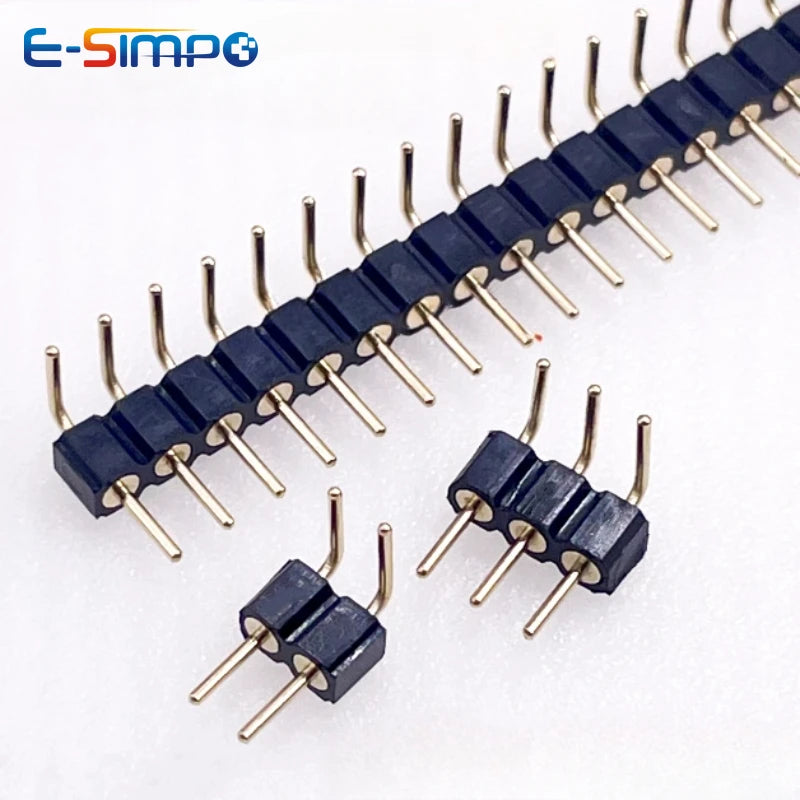 100pcs 1X2/3/4/5/10/15/20/40P RGB RGBW LED Strip PCB Connector Round Hole Right Angle DIP Gold IC Crystal Female Male Pin Header
