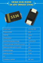 20PCS SMD Schottky Diode SS12 SMA SS14 1N5819 SS24 SB240 SS26 SR260 SS54 1N5824 SS34 1N5822 SR360 SS36 SS110 SB1100 SS2200