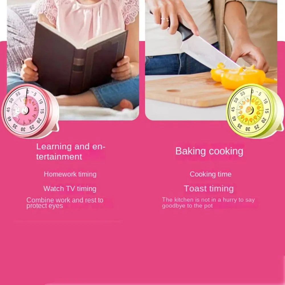 Cute 60-Minute Visual Timer with Stand Stopwatch Alarm Clock Mechanical Timer Visualization Magnet Countdown Clock Kids Study