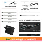 ALIENTEK T90 Soldering Iron PD3.1 140W Adjustable Temperature 80-450℃ Precision Welding Solder Kit T245 T210 Welding Tool