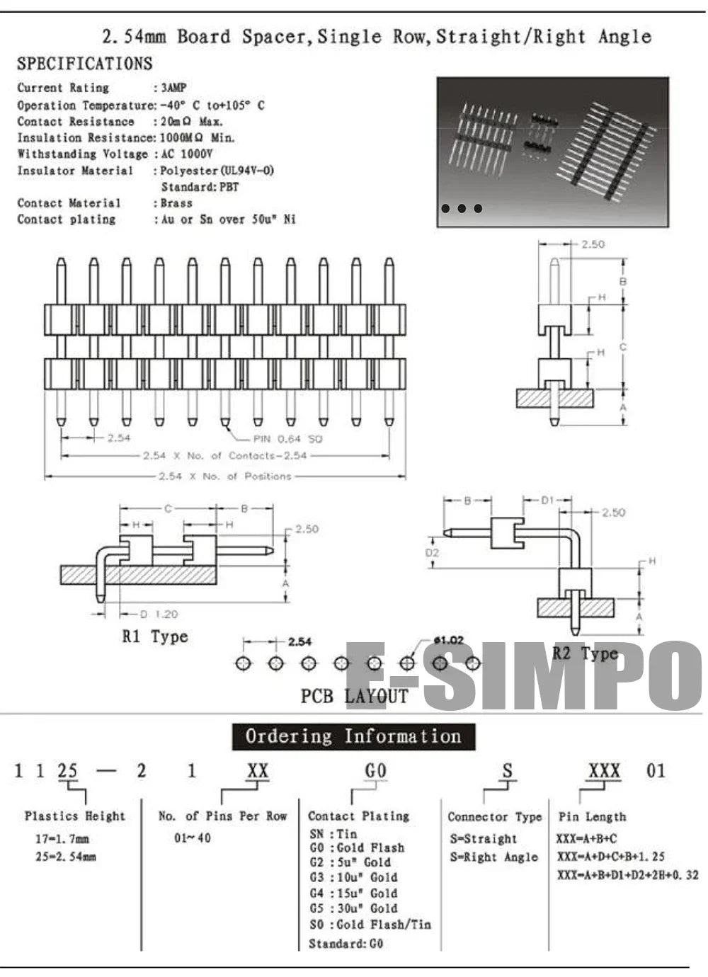 100pcs 2.54mm Pin Header 1X40P L11.4/15/17/19/21/23/25/30/35/40/50mm Straight Board Spacer Single Row Double Plastic Male