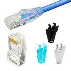 COMNEN 1-100pcs RJ45 Cat6/6a Pass Through Connectors Strain Relief Boots EZ to Crimp Modular Plug Connector Cable Plug Covers