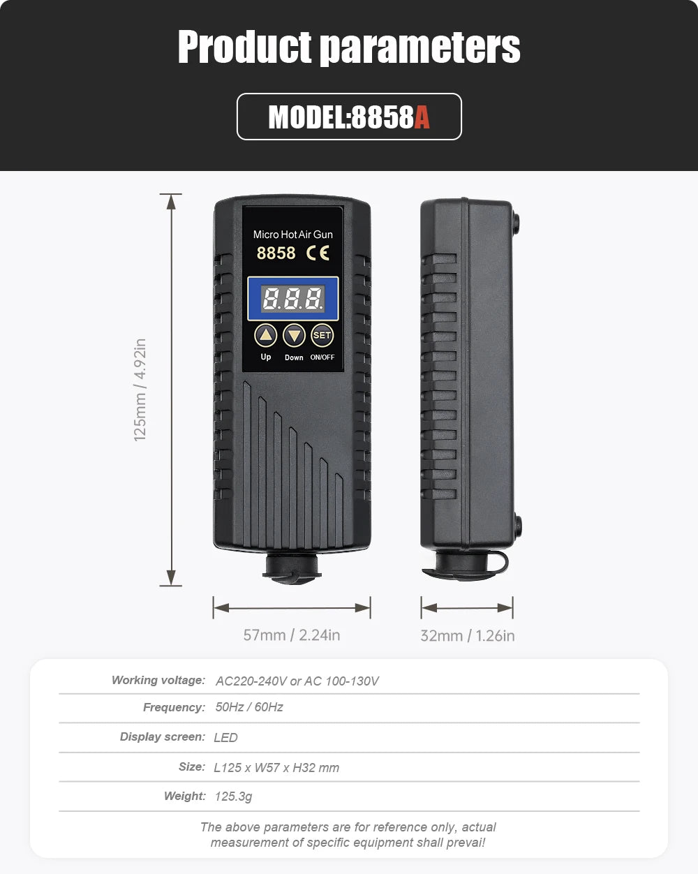 JCD 8858A Micro Hot Air Gun 750W Soldering Rework Station LCD Digital Display Hair Dryer Welding Repair Tools BGA SMD Heat Gun