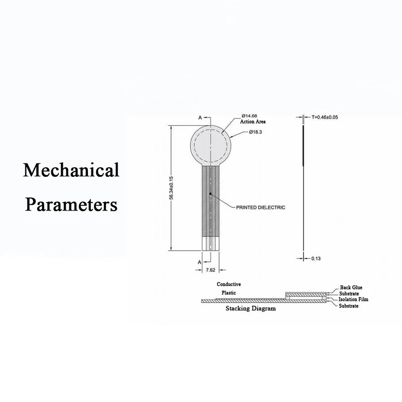 0.5" Resistive Pressure Sensor FSR 402 Weighing Sensor Measurement Force Sensing Resistor Long Short Tail Optional