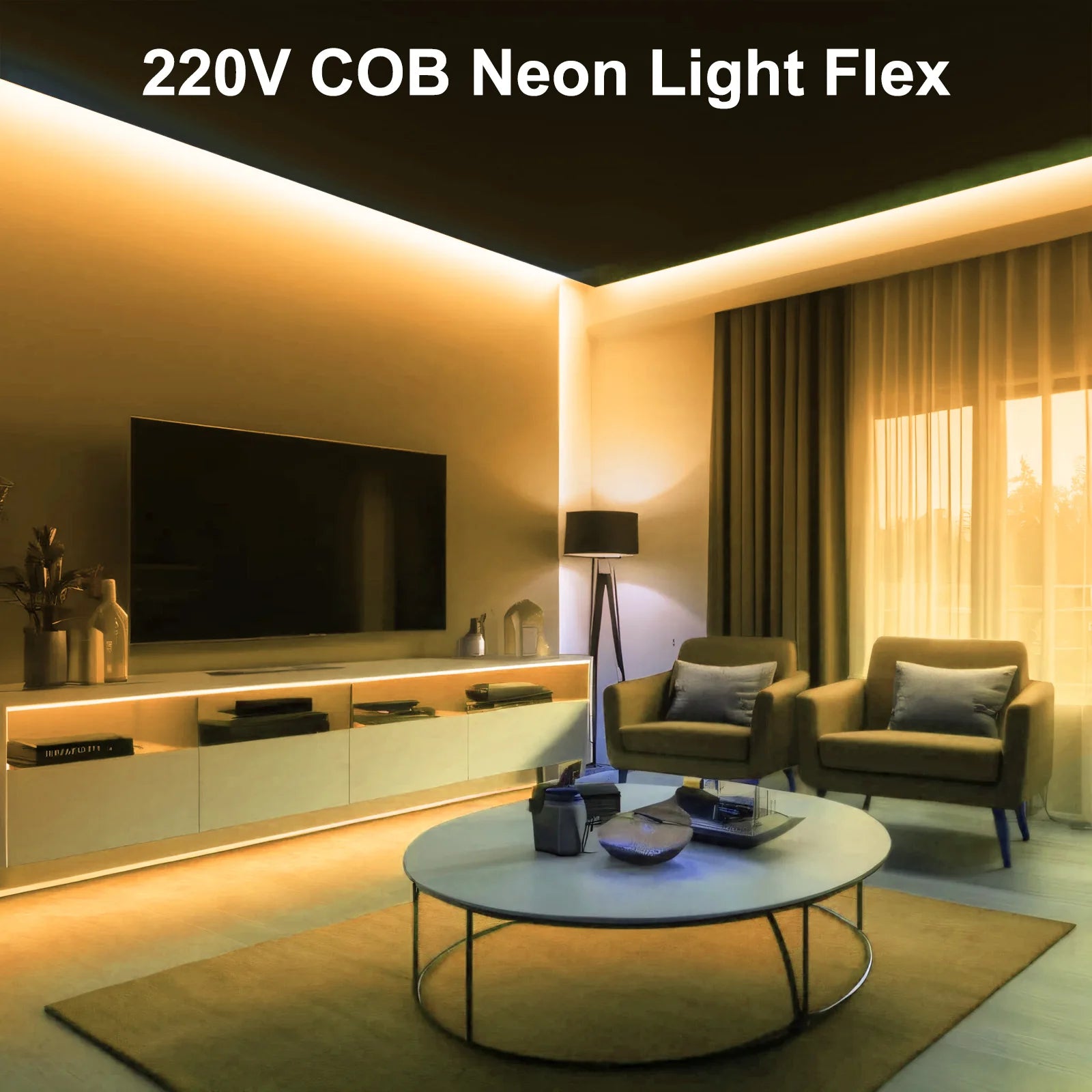 Dimmerable 220V COB Strip Red/Ice Blue/Pink/Yellow/Green/Pink/White 3000K 4000K 6000K Waterproof Flexible Ribbon LED Neon Light