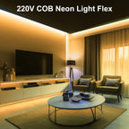 AC 220V COB Strip With ON/OFF Switch White 3000K 4000K 6000K IP65 Waterproof Home Decor Flexible Ribbon LED Neon Light 1M-35M
