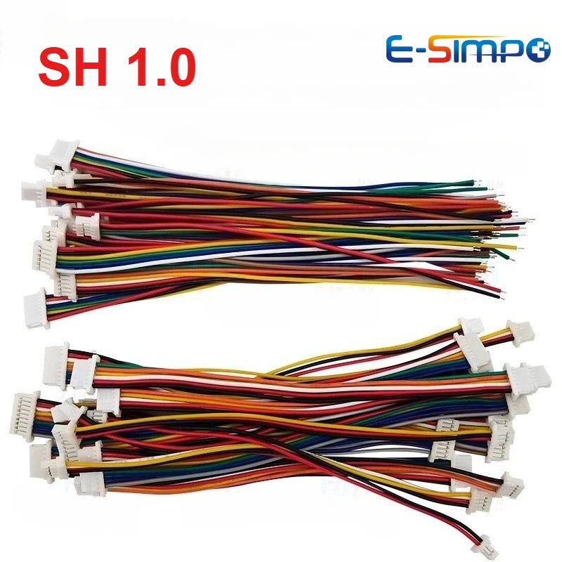 10PC SH 1.0mm Single/Double Plug Connector with Wire 60/80/120-1000mm Cable 2 3 4 5-12 Pin Jumper Line SH1.0 SHR