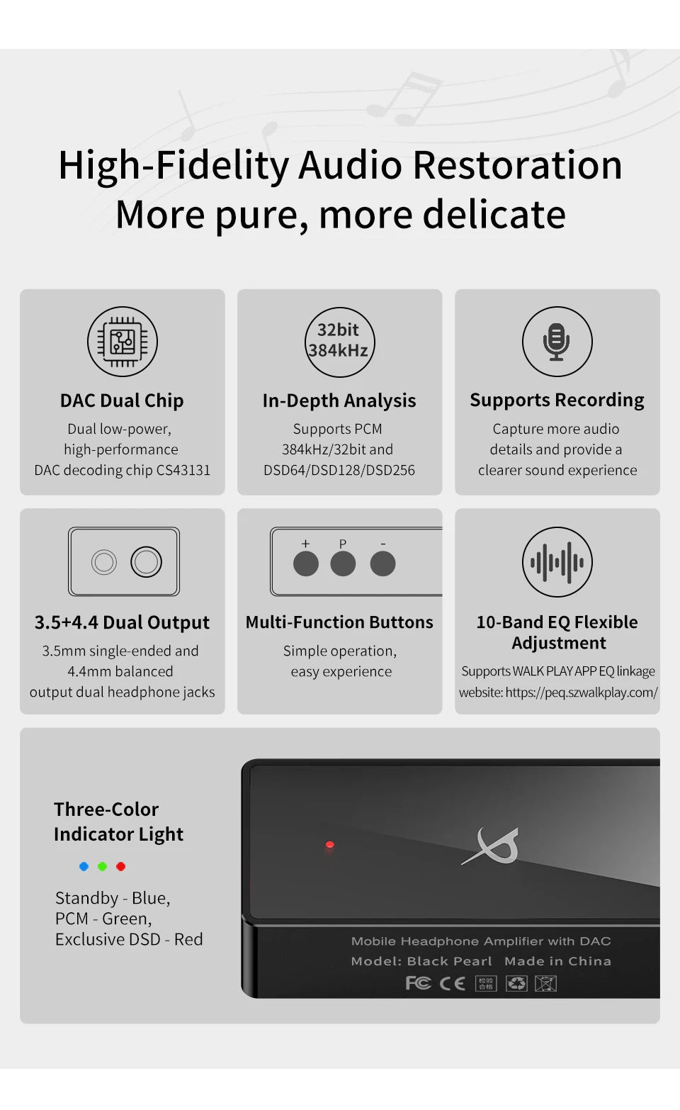 TRN Black Pearl HiFi High-performance DAC Decoding Dual Chip Digital Audio Decoder