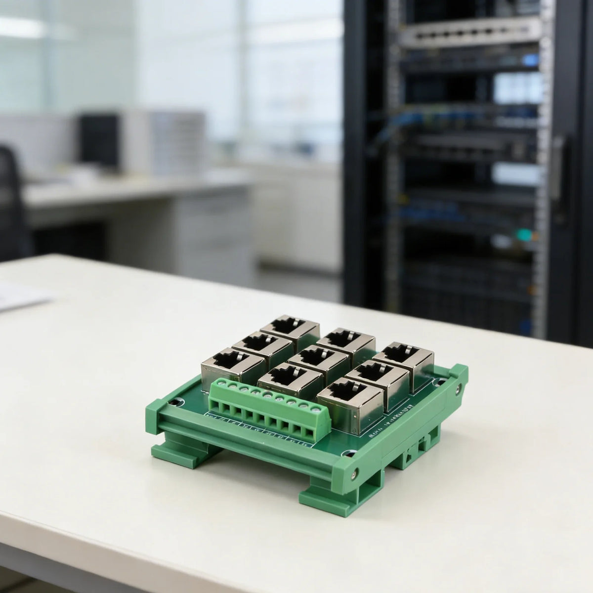 Ethernet Port Adapter Terminal Block for RJ45 8p8c Connector with 9 Screw Terminals Supporting For DIN Rail Installation