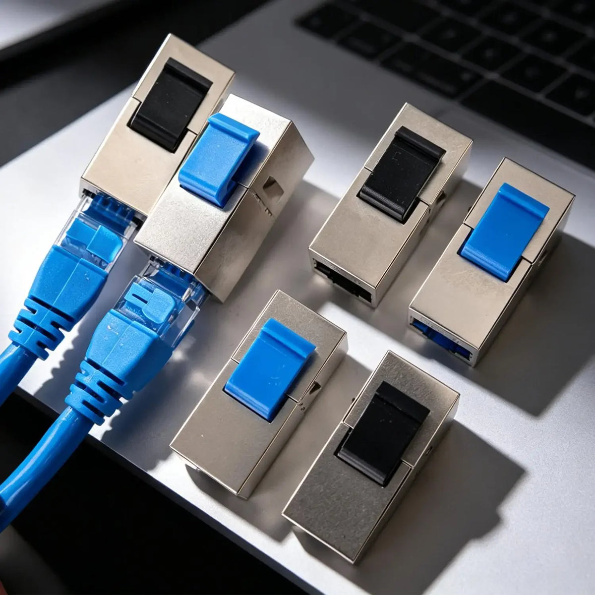 1-4PCS Ethernet LAN Network Cable Adapter RJ45 Keystone Jack CAT7 CAT6A Shielded Modular Coupler with Latch CAT5e Connectors