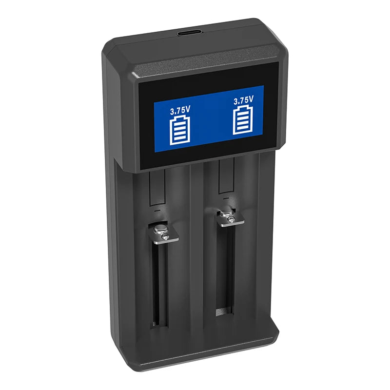 KOSHARE A402 2 Slots LCD Smart Battery Charger For 3.7V 18650 Lithium Rechargeable Batteries Universal With Type-C Port Input