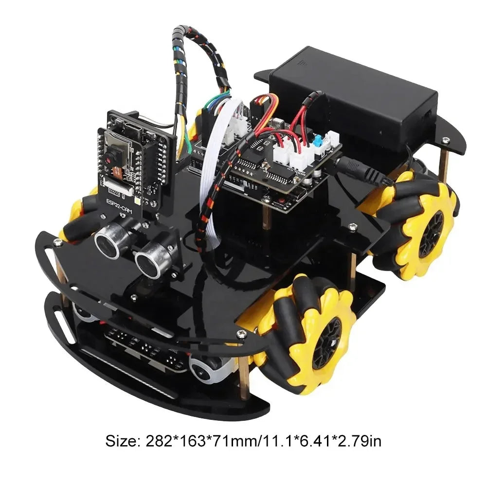 ESP32 CAM WiFi Smart Robot Car Kit with Mecanum Wheels, Ultrasonic Sensor & TT Motors for Programming Education