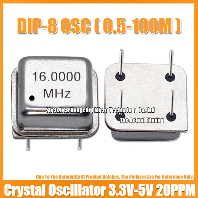 (2PCS) DIP-8 16M 16MHZ 16.000MHZ OSC 4PIN Half Size Active Square Crystal Oscillator 3.3V-5V-Compatible 15PF 20PPM