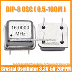 (2PCS) DIP-8 16M 16MHZ 16.000MHZ OSC 4PIN Half Size Active Square Crystal Oscillator 3.3V-5V-Compatible 15PF 20PPM
