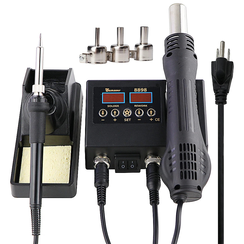 Soldering Station Digital Temperature Adjustable 2 in 1 SMD Solder Iron Hot Air Heat Gun Welding Rework For PCB IC Repair Tools