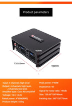 Car Power Amplifier 4*60W Way DSP Car Audio Speaker Amplifier Lossless Audio Processor For Android Large Screen Dedicated