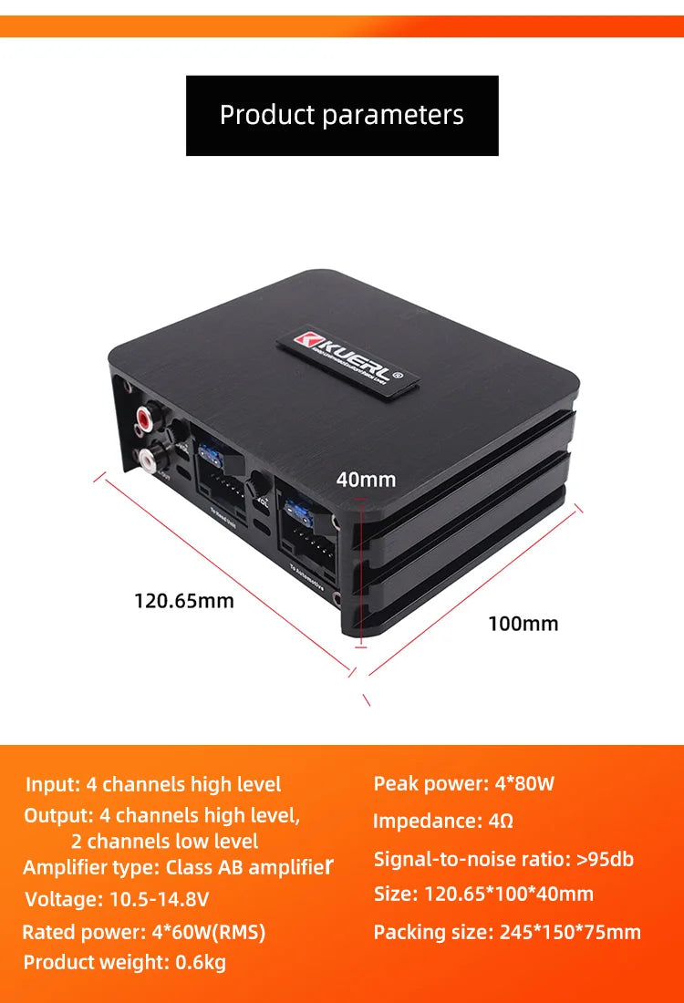 Car Power Amplifier 4*60W Way DSP Car Audio Speaker Amplifier Lossless Audio Processor For Android Large Screen Dedicated