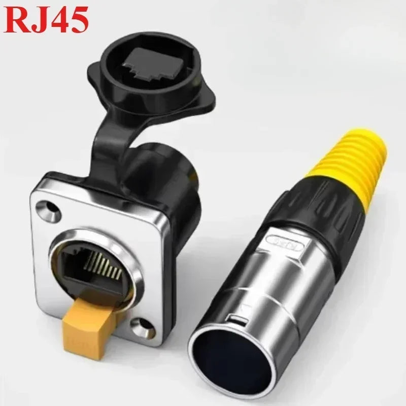 1pc RJ45 Male Aviation Plug Waterproof Connector Network Adapter Ethernet Network Converter Panel Mount Straight Adapter