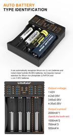 LiitoKala Lii-402 Universal Smart Battery Charger Compatible with Multiple Sizes Including 18650, 26650, 18500 Batteries