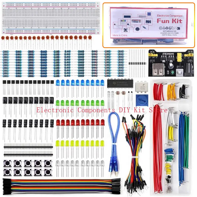 2025 New 830 Hole Breadboard Kit For R3 Component Pack Beginner Kit 3386P Potentiometer Dupont Wire Keypad LED Resistor