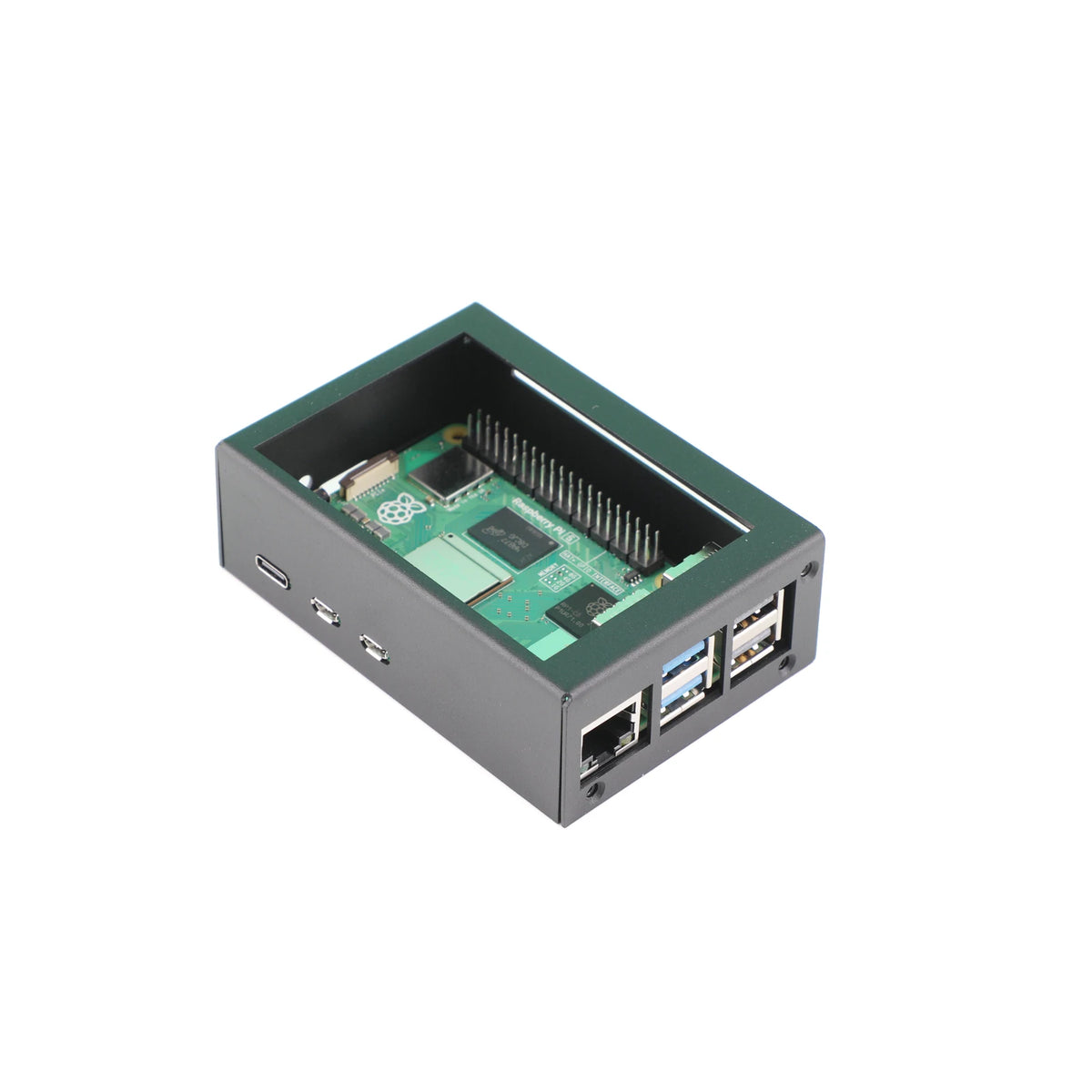 Metal Protective Case with 3.5 Inch Screen Bracket and Active Cooler Fan for Raspberry Pi 5