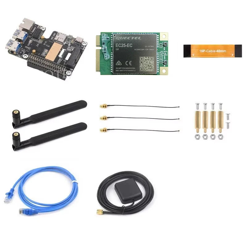 Raspberry Pi 5 PCIe to MiniPCIe 4G Gigabit Ethernet RJ45 USB HUB HAT With LTE Module SIM7600E SIM7600SA-H SIM7600G EC25-AUX EG25