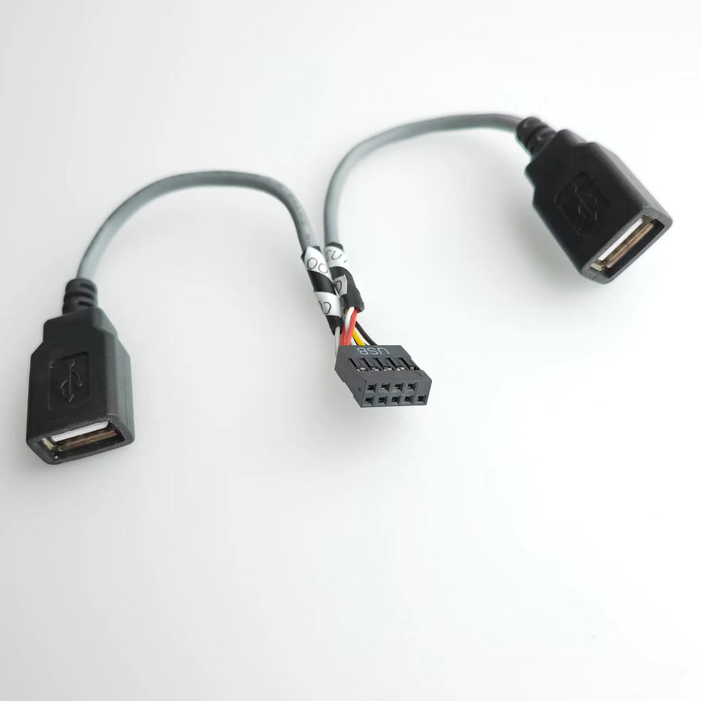 Computer Motherboard Extension Cable USB 9pin To 2-Port 2.0 A Female Connection Line Data Cord 15cm