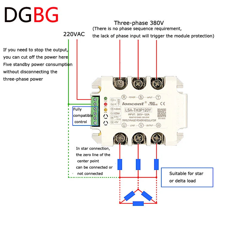 15A-40A Three-phase AC Voltage Regulating Module With Heat Sink And Fan Power Regulator Thyristor Solid State Relay Dimming