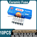 10Pcs Ceramic Fuse 8.5*31.5mm 500V 1A 2A 3A 4A 5A 6A 8A 10A 16A 20A 25A 32A Ceramic Fuse 8.5x31.5mm 500V RO14 RT19