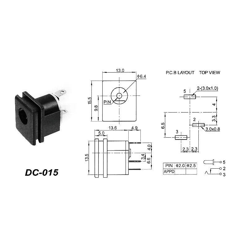 DC002/004/DC005/015 Power Socket 3.5x1.3mm 5.5x2.1mm 5.5x2.5mm DC Power Socket USB Three-Leg Direct Plug Socket Female Connector