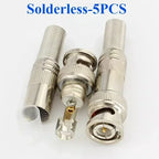 5Pcs BNC Solderless Connector Q9 HD Video Oscilloscope Male Plug Welding Free 75-5 Ohm Monitoring Weldings Cable Connectors