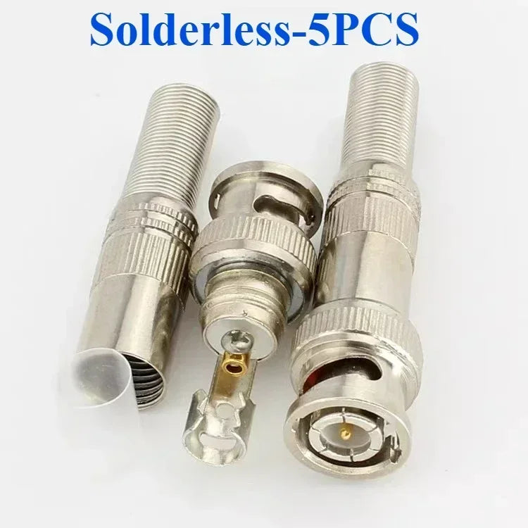 5Pcs BNC Solderless Connector Q9 HD Video Oscilloscope Male Plug Welding Free 75-5 Ohm Monitoring Weldings Cable Connectors