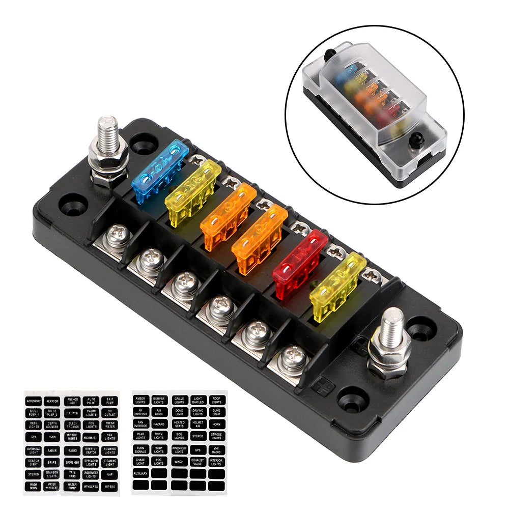 With Double Fuses 6 Ways 12 Ways Blade Fuse Block 32V 75A For Auto Car Marine Trike Fuse Box Holder Flame Retardant