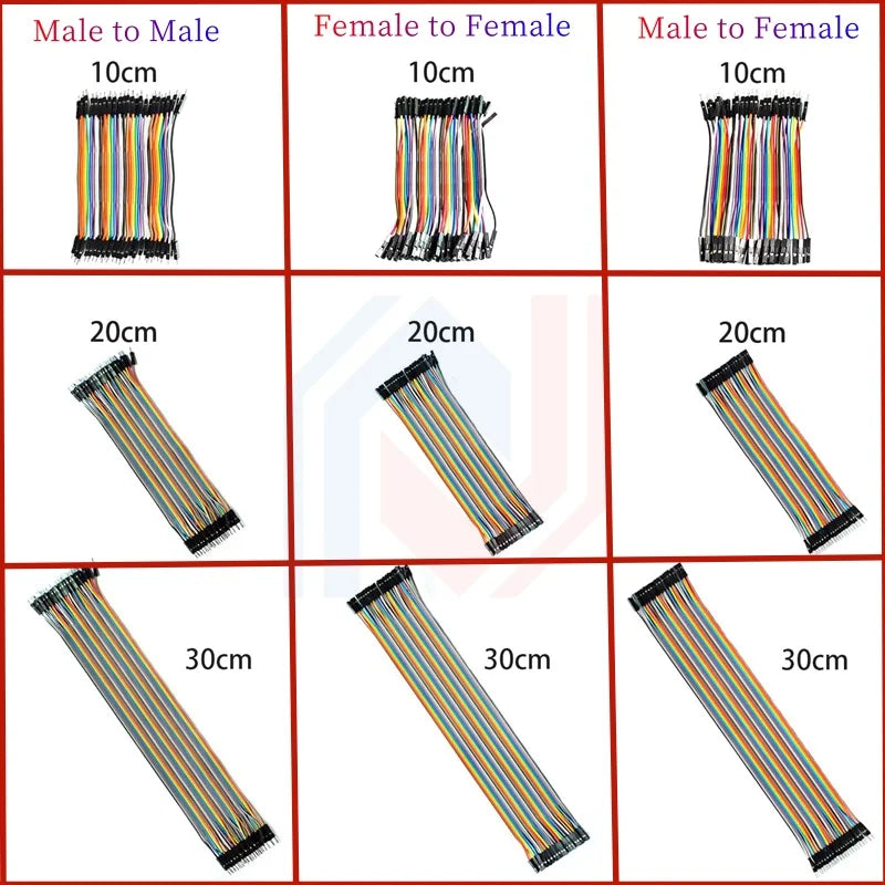 2.54mm Dupont Line 10CM 20CM 30CM 40Pin Male to Male + Male to Female and Female to Female Jumper Wire Dupont Cable for Arduino