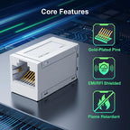 Shielded Gigabit RJ45 Ethernet Coupler, Gold Plated LAN Cable Extender Adapter Compatible with CAT5/CAT5E/CAT6 for Home Office