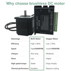 DC24V/48V AC220V Nema23 Nema34 Brushless Motor Driver Kit 57mm 86mm 65W-800W BLDC Motor Hall Sensor 3000rpm For PCB Drilling